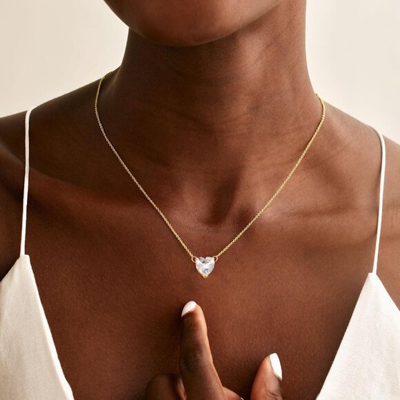 ⚡Necklace for Women Heart Zirconia Necklace 14K Gold Plated Cute Gold Jewelry - Picture 2 of 7